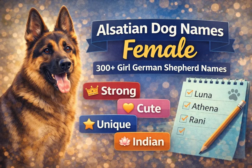 Looking for strong female Alsatian dog names? These powerful and confident German Shepherd girl names are perfect for loyal, brave, and intelligent dogs.